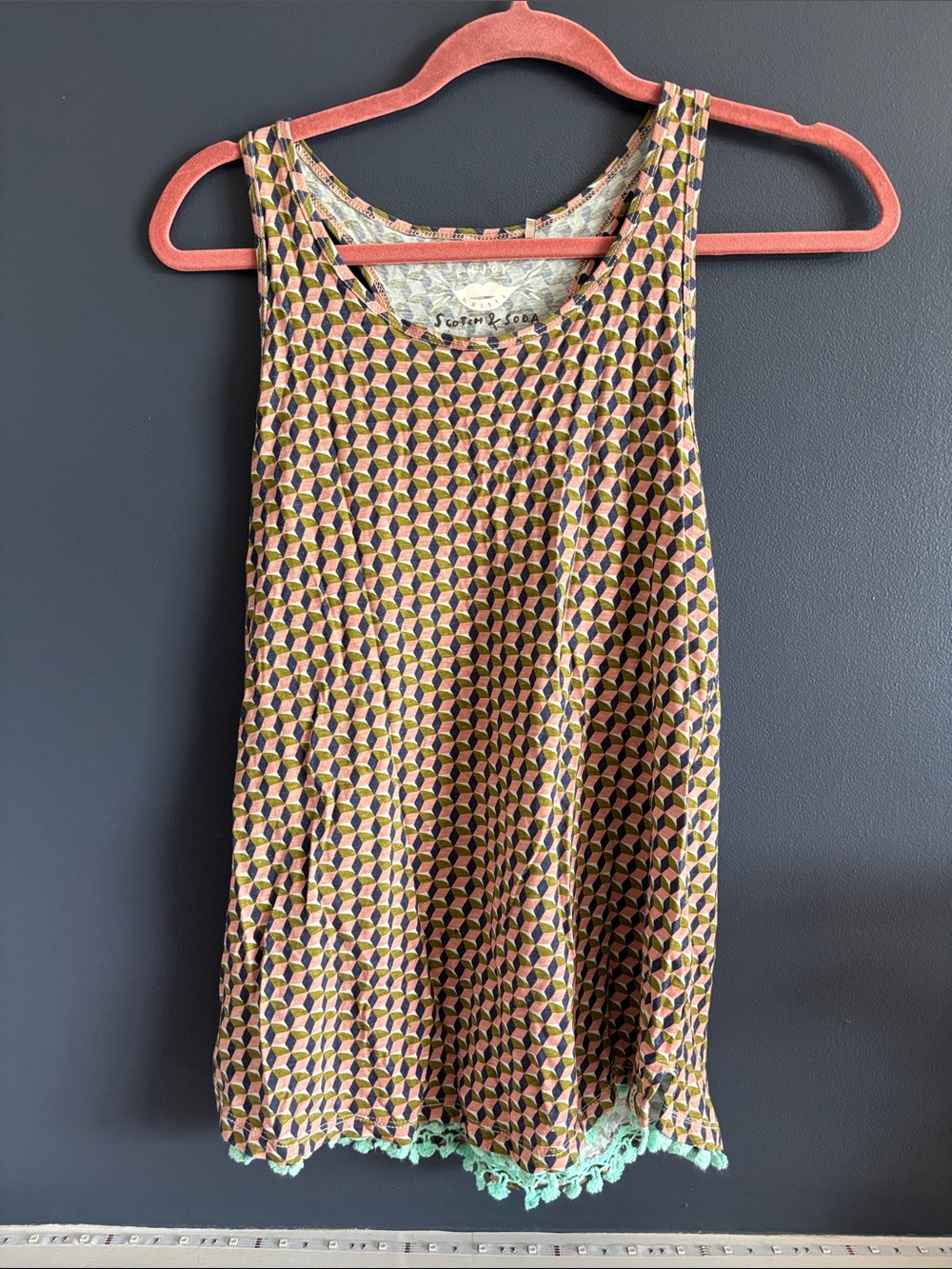 Scotch & Soda geometric tank top in pink, green, navy